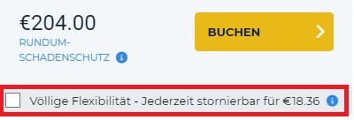 So fügen Sie einer Buchung einen Versicherungsschutz für eine verspätete Stornierung hinzu